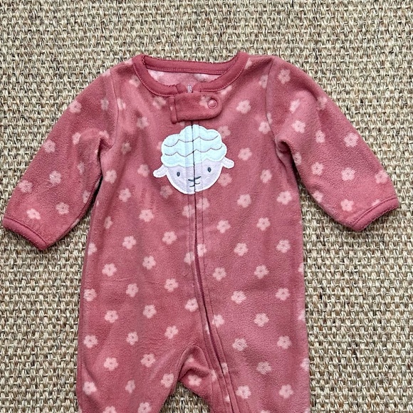 Carter's Just One You® Baby Girls' Lamb Dot Microfleece Footed Pajama Pink - Picture 2 of 3